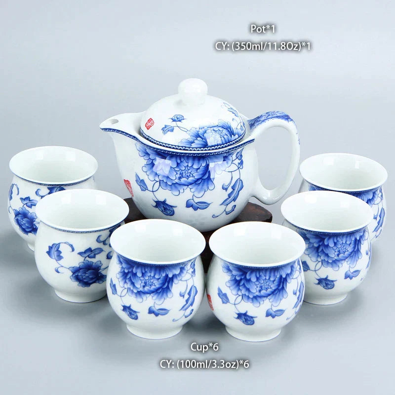 DecorBites™ Dragon Teapot Tea Set, Porcelain Kung Fu Teaware for Puer Oolong Ceremony