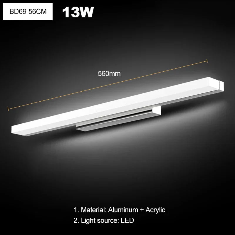 مصباح حائط LED أكريليك من DecorBites™ للحمام وغرفة النوم، تصميم بسيط وعصري، شمعدانات مضادة للضباب