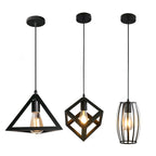 Vintage Black Geometric Iron Pendant Light