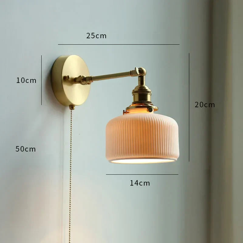 DecorBites™ Copper Wall Sconce Glass Nordic Wall Lamp LED Pull Chain Switch