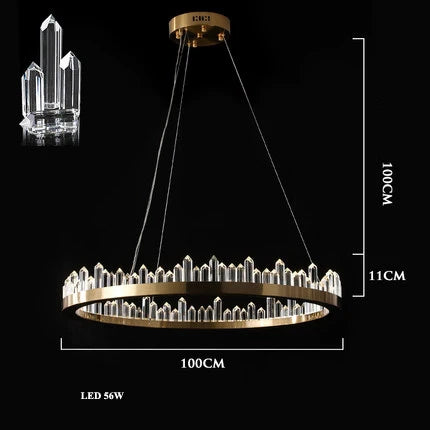 ثريا DecorBites™ الذهبية الكريستالية بإضاءة LED لغرفة الطعام العصرية