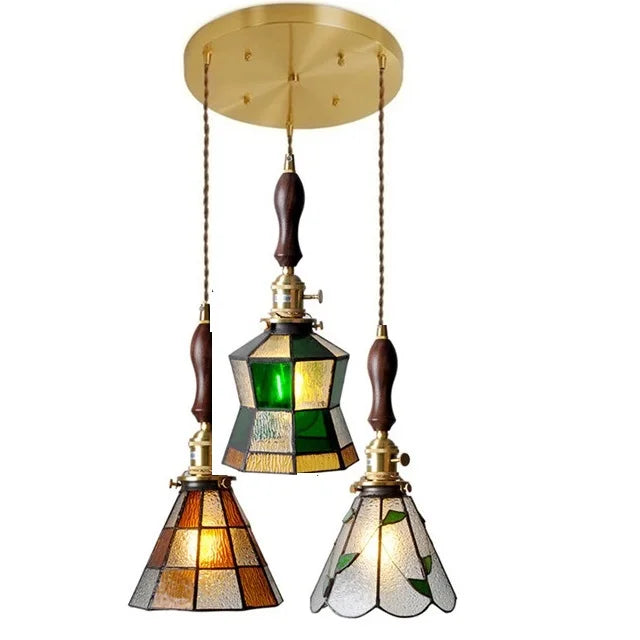 DecorBites™ مصباح معلق نحاسي زجاجي مع مفتاح خشبي: مصباح LED إسكندنافي حديث معلق