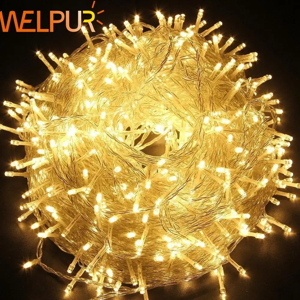 DecorBites™ مصابيح ليد خرافية خيطية 220 فولت مقاومة للماء للاستخدام الخارجي إكليل لحفلات الكريسماس وحفلات الزفاف وأعياد الميلاد