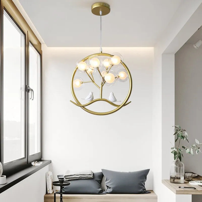 ثريا كرة زجاجية ذهبية DecorBites™ بتصميم إسكندنافي للمنزل وغرفة الطعام والمطبخ والمطعم والردهة
