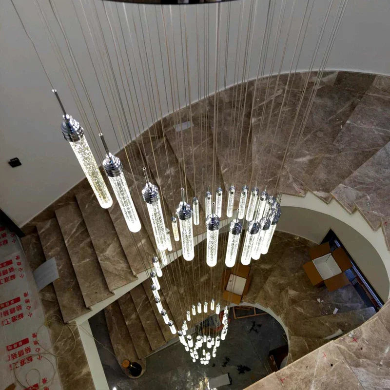 DecorBites™ Golden LED Crystal Chandelier for Living Room Staircase