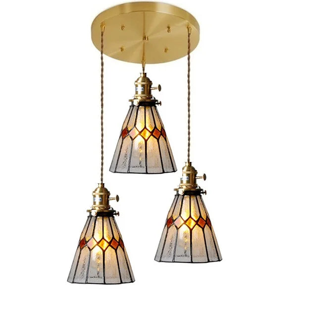 DecorBites™ مصباح معلق نحاسي زجاجي مع مفتاح خشبي: مصباح LED إسكندنافي حديث معلق