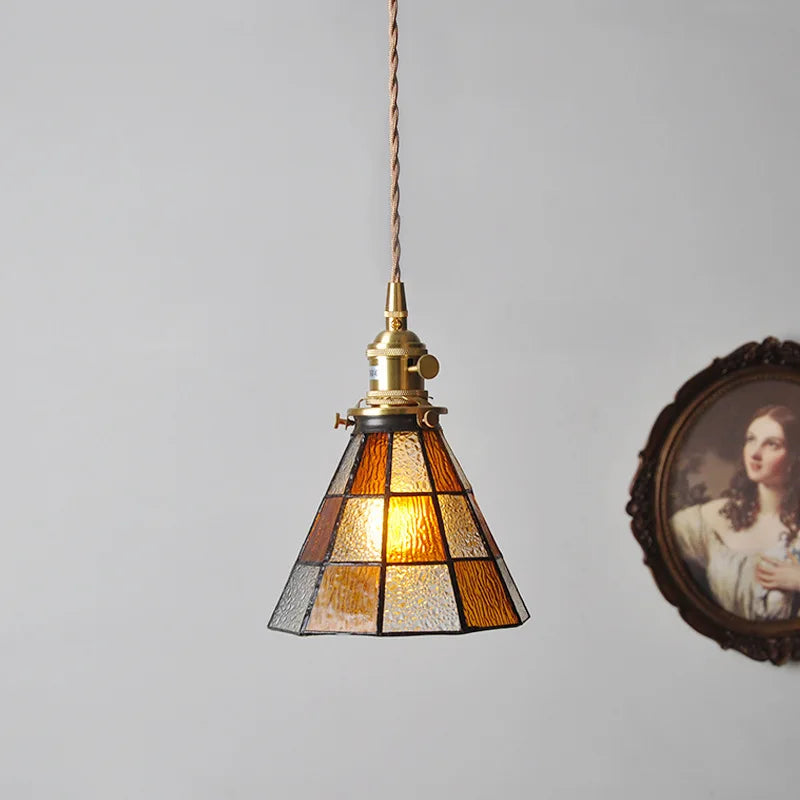 DecorBites™ مصباح معلق نحاسي زجاجي مع مفتاح خشبي: مصباح LED إسكندنافي حديث معلق