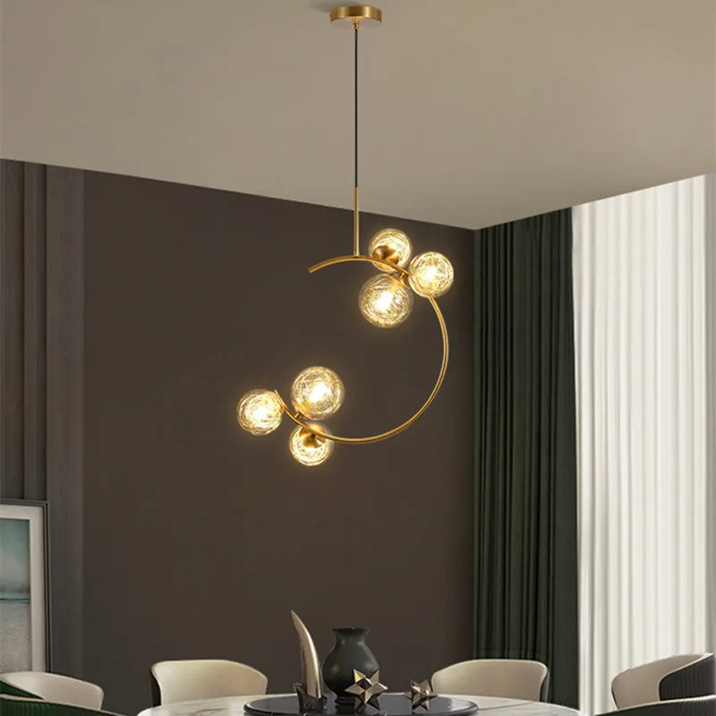 DecorBites™ ثريا كرة زجاجية ذهبية لغرفة المعيشة والمطبخ وغرفة النوم - 220 فولت 110 فولت