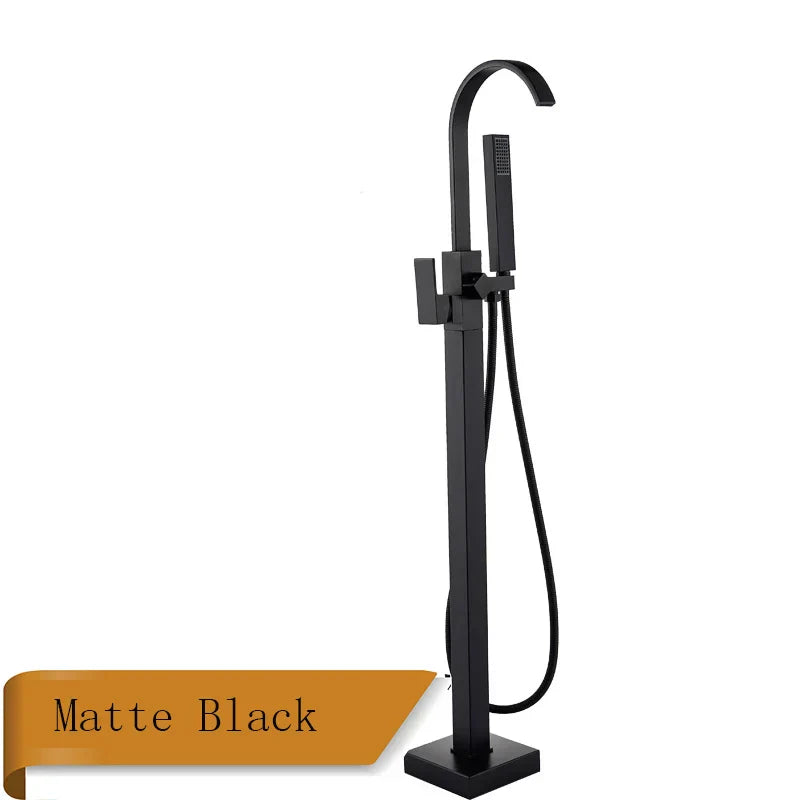 DecorBites™ Freestanding Tub Faucet with Handshower: Brushed Nickel Floor Mounted Mixer Tap