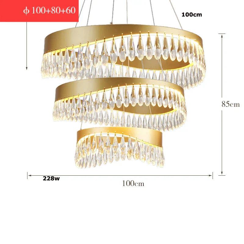 DecorBites™ Crystal Stainless Steel LED Chandelier for Foyer