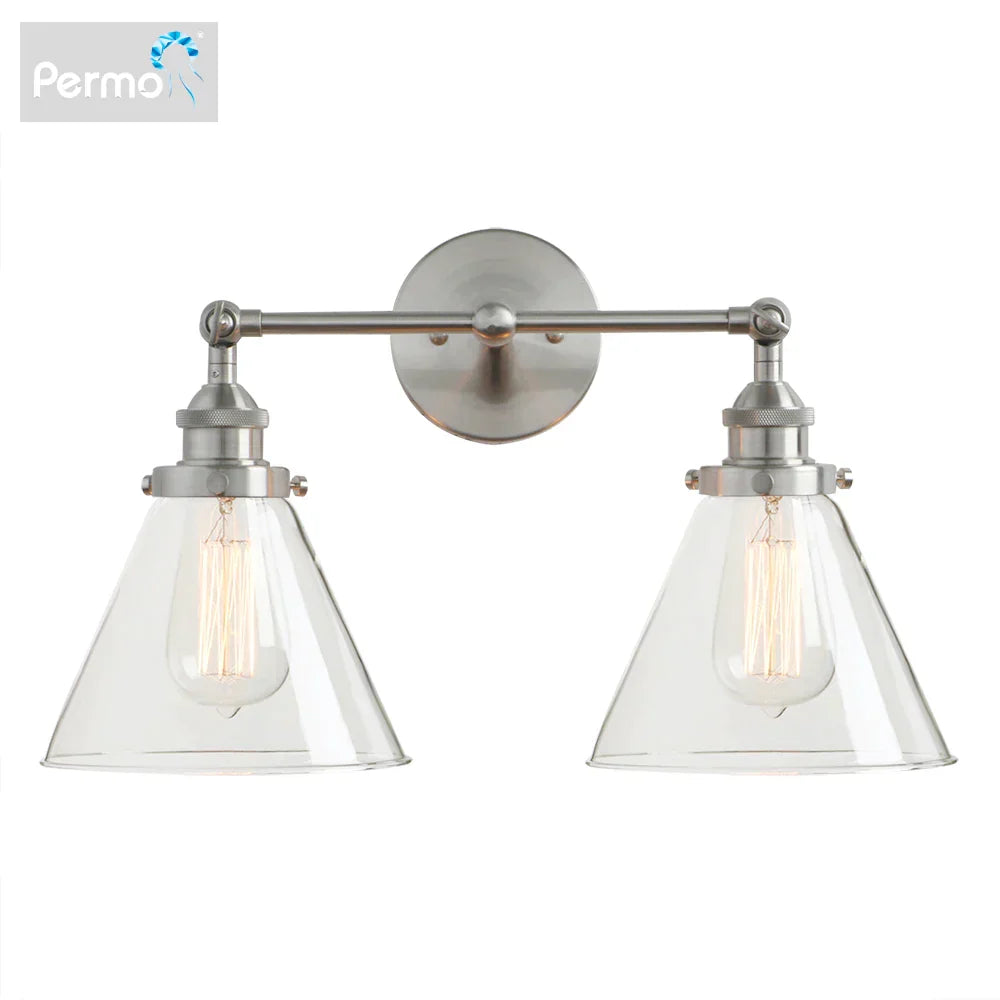 DecorBites™ Funnel Glass Metal Wall Light Double Heads Sconce Lamp Fixtures