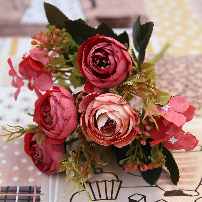 DecorBites™ Autumn Silk Tea Rose Gerbera Daisy for Wedding and Home Decor