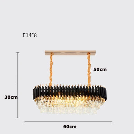 DecorBites™ Crystal Black Clear LED Chandelier Lighting for Staircase Foyer