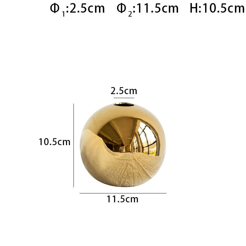 DecorBites™ Golden Ball Ceramic Vase Home Decor Crafts Flower Pot Art Hydroponic Ornament Gift