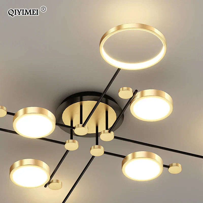 نجفة DecorBites™ بإطار ذهبي LED: إضاءة عصرية لغرفة المعيشة وغرفة النوم - تركيبات داخلية وثريات