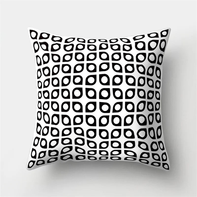 DecorBites™ Geometric Star Print Pillow Cover for Home Decor - Black & White Square Texture