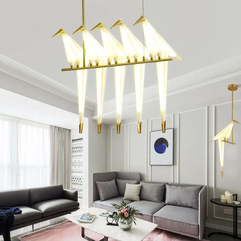ثريا الطيور الذهبية الأوريغامي من DecorBites™ - مصباح عصري لتزيين المنزل