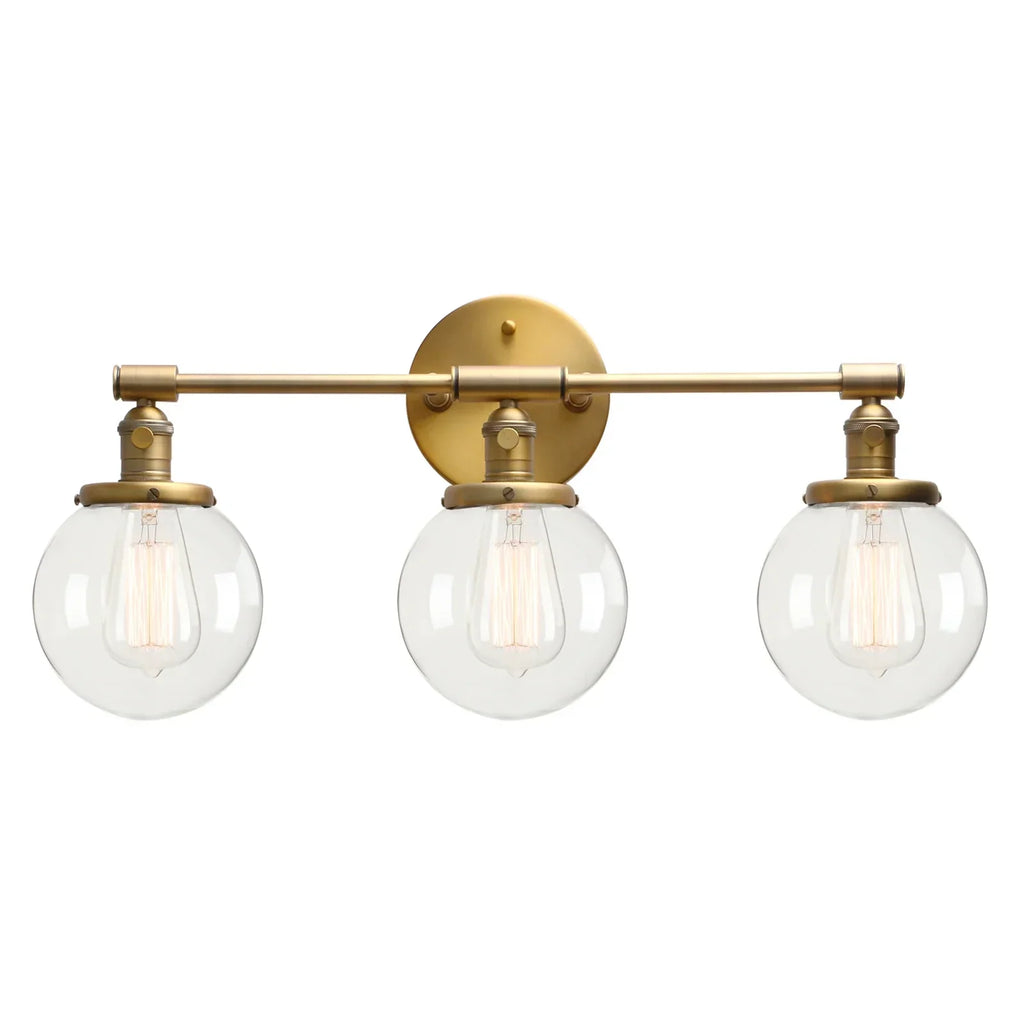 DecorBites™ Black 3-Light Wall Sconce Bathroom Vanity Fixture with Round Glass Canopy