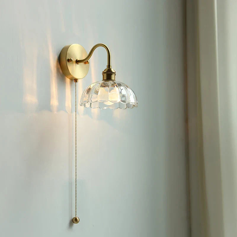 أضواء جدارية زجاجية ونحاسية LED DecorBites™ مع مفتاح بسلسلة سحب لمرآة غرفة نوم المنزل والحمام