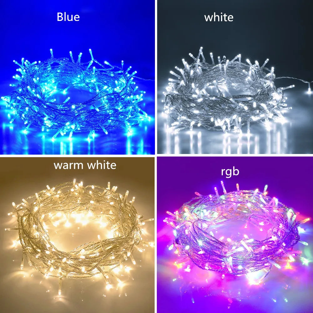 DecorBites™ مصابيح ليد خرافية خيطية 220 فولت مقاومة للماء للاستخدام الخارجي إكليل لحفلات الكريسماس وحفلات الزفاف وأعياد الميلاد