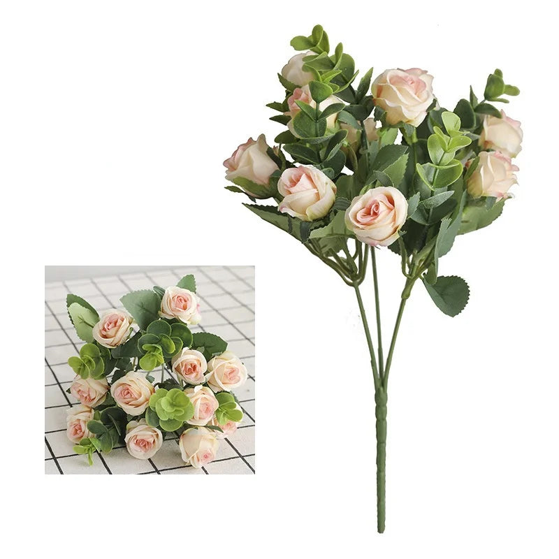 DecorBites™ 5-Fork 11 Roses Bouquet for Home Decor – Small Fresh Korean Style Simulation