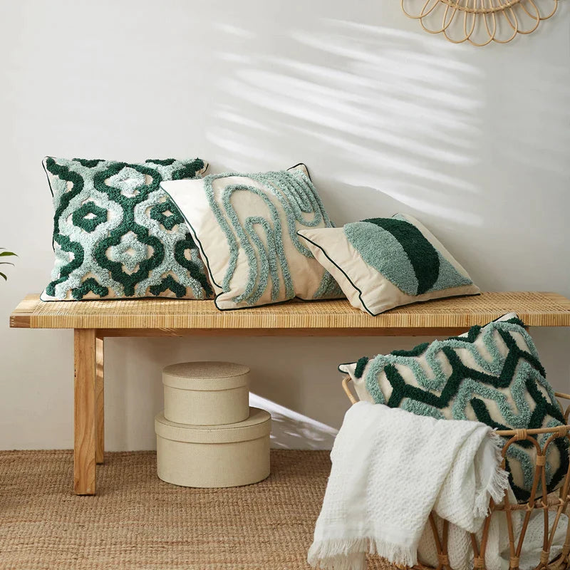 DecorBites™ Geometric Embroidery Tassel Cushion Case 45x45cm Home Decor Pillow Case