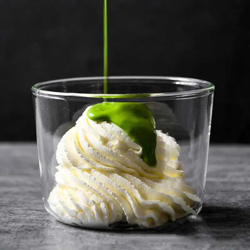 DecorBites™ Glass Dessert Cup Set, 250ml High Temperature Resistant Milk Tea Pudding Water Bottle