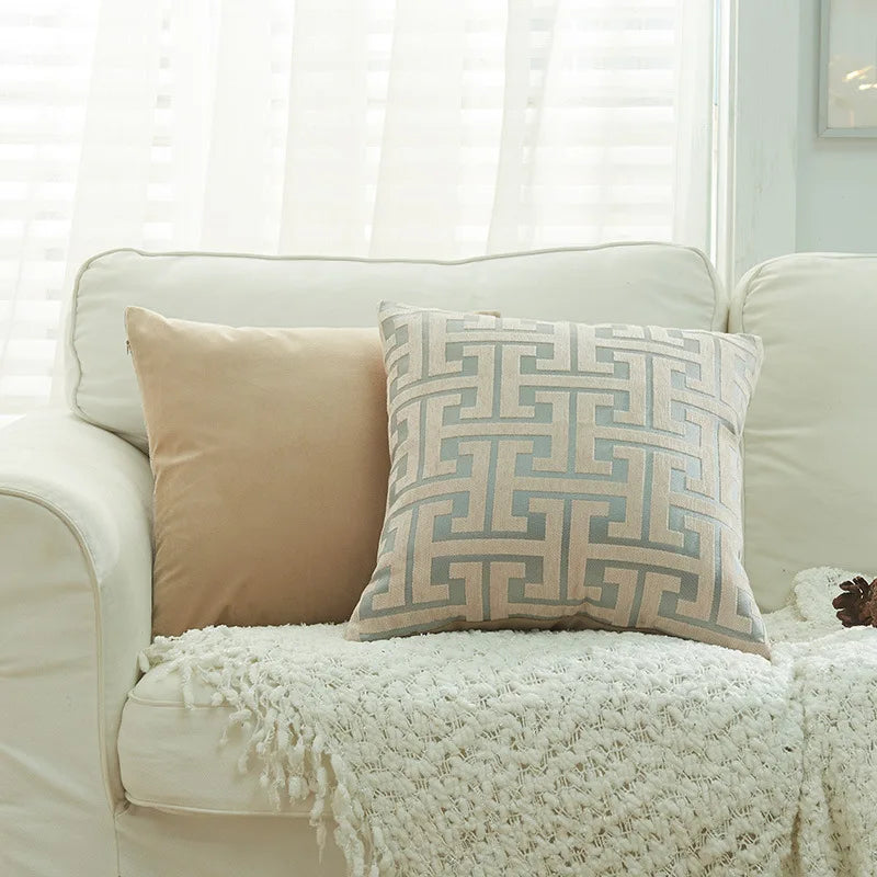 DecorBites™ Geometric Chenille Lumbar Pillowcase - Modern Red Gold Jacquard Decor Cover
