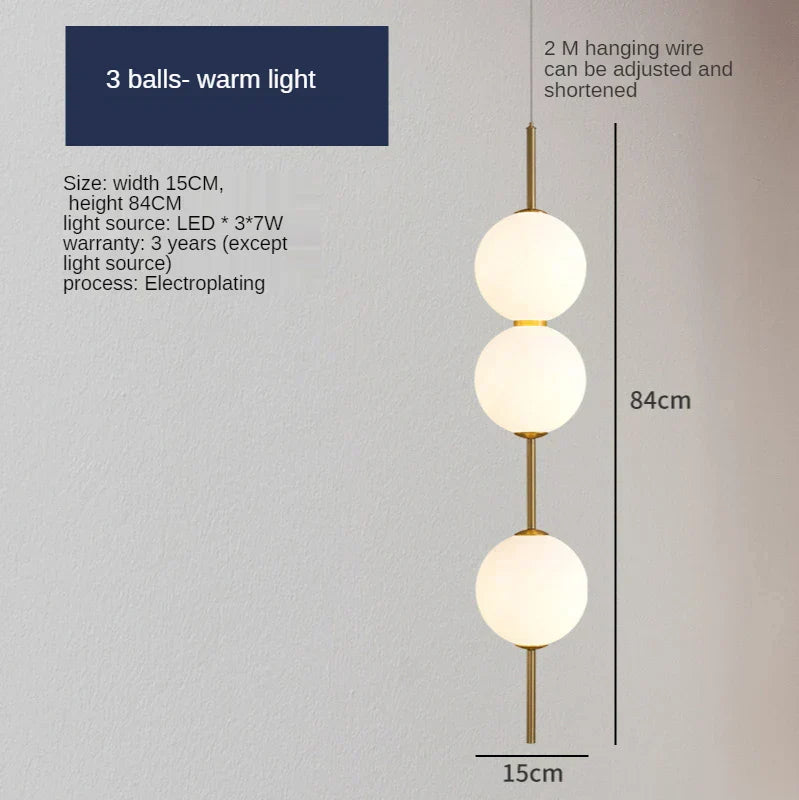 DecorBites™ Glass Ball LED Pendant Lamps - Warm Milky White Hanging Lights