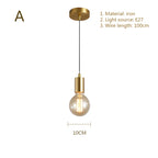 Nordic Simplicity E27 LED chandelier lamp golden small Pendant Lights for study room bedroom bedside loft illumination fixture