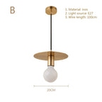 Nordic Simplicity E27 LED chandelier lamp golden small Pendant Lights for study room bedroom bedside loft illumination fixture