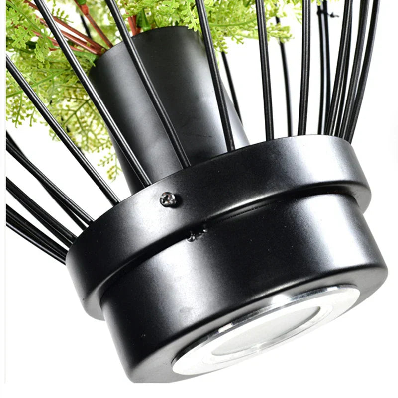 DecorBites™ Green Planting Birdcage Chandelier: Retro Industrial Style Pendant Lamp