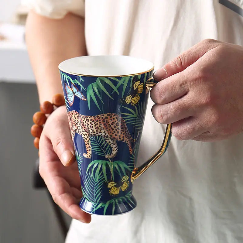 DecorBites™ Jungle Animals Bone China Coffee Mug Set for Tea Lovers and Office Use