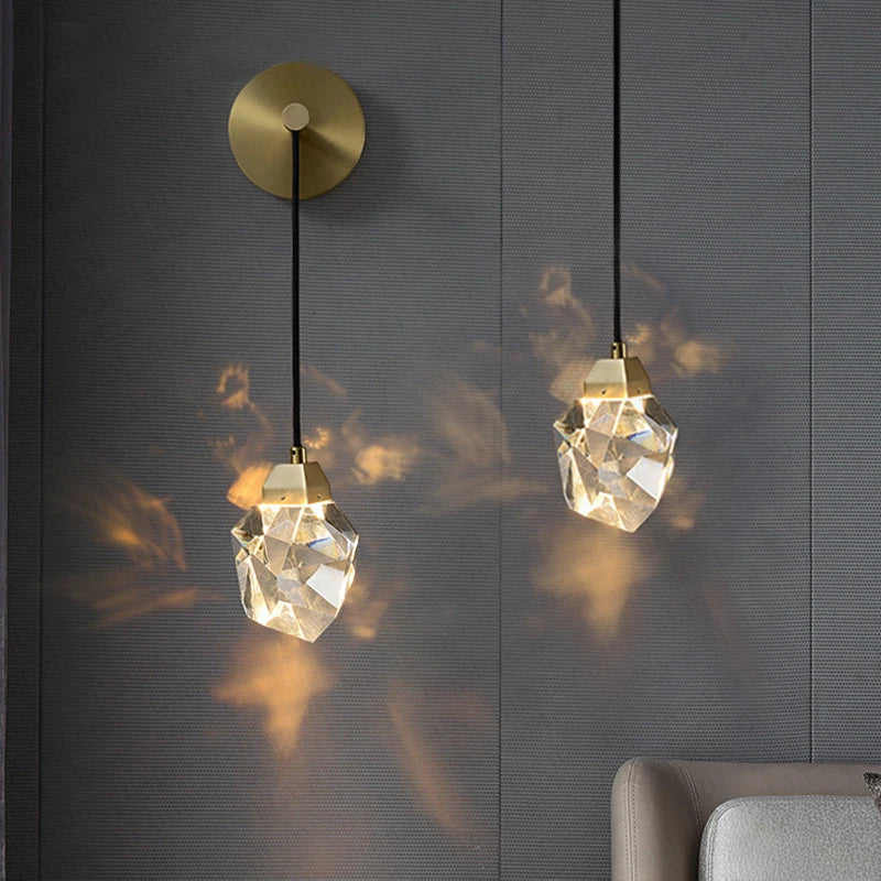 DecorBites™ Crystal Copper LED Wall Lamp for Bedroom and Stairs
