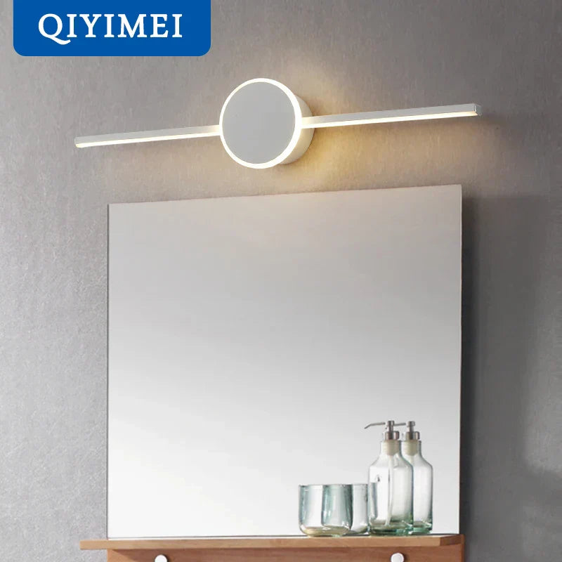 مصابيح حائط LED من DecorBites™ - قاعدة من الحديد والألومنيوم الأبيض/الأسود، غطاء من الأكريليك، مصابيح مرآة
