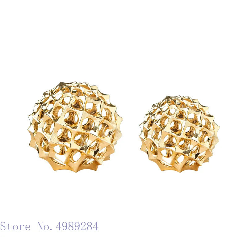 DecorBites™ Golden Metal Hollow Ball Spike Abstract Ornament Home Decor
