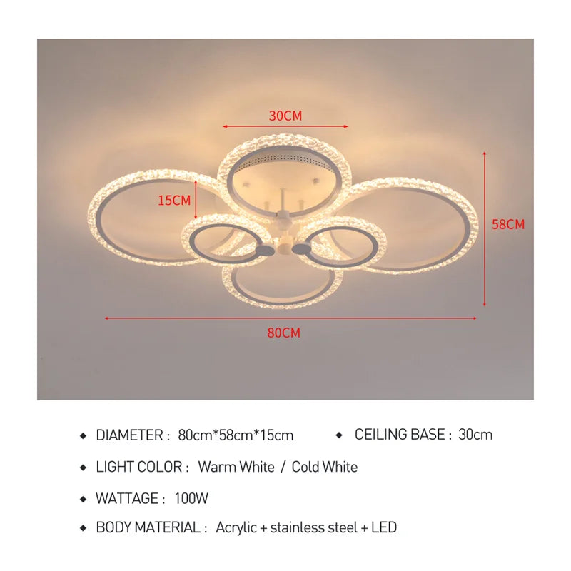 DecorBites™ Acrylic Ceiling Lights Modern Chandelier LED Lamps Dining Living Room Bedroom Decor