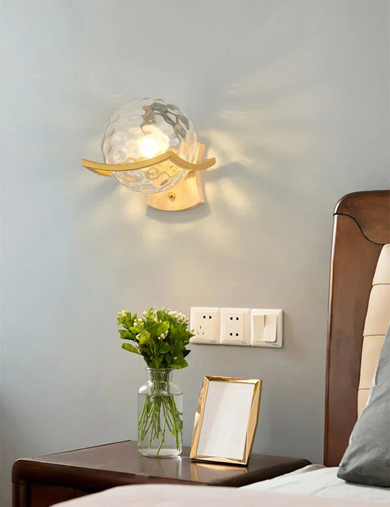 DecorBites™ مصباح حائط خشبي ياباني على شكل قمر - تصميم بسيط - إضاءة جدارية LED