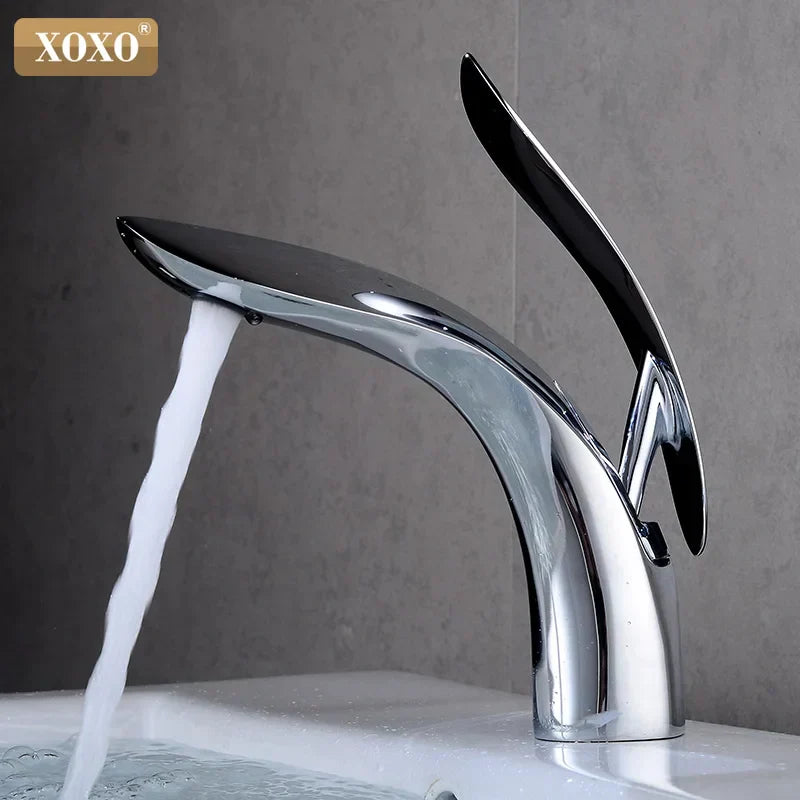 DecorBites™ صنبور حوض ذهبي بمقبض واحد خلاط ماء ساخن وبارد - 23025A-H