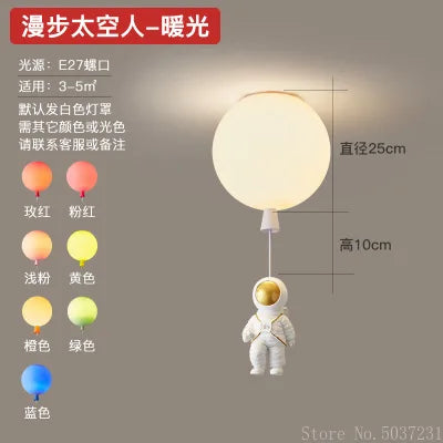 مصباح سقف LED على شكل بالون فضاء للأطفال من DecorBites™ - ديكور كرتوني إبداعي على الطراز الاسكندنافي