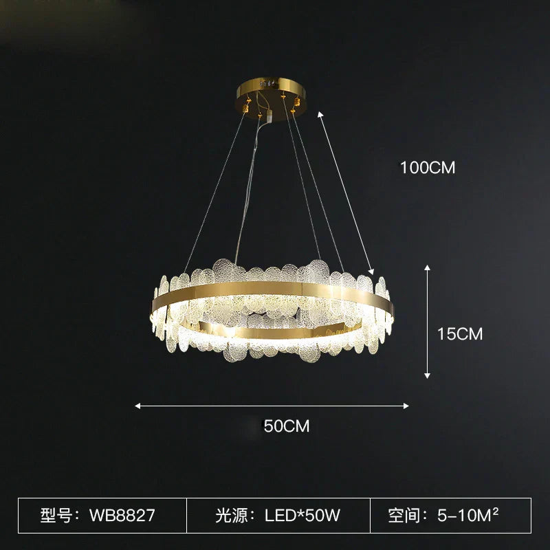 ثريا LED ذهبية بتصميم عصري من الفولاذ المقاوم للصدأ من DecorBites™ لغرفة الطعام