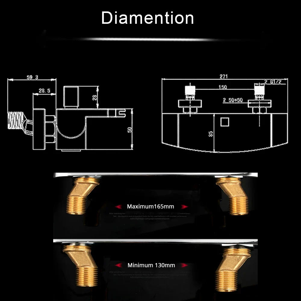 DecorBites™ Dual Handle Waterfall Shower Bathtub Mixer Tap with Handshower