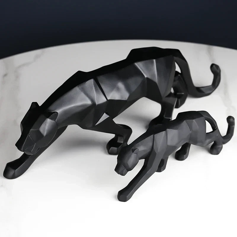 DecorBites™ Black Panther Resin Geometric Statue Decor Ornament