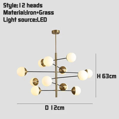 DecorBites™ Golden Glass Magic Bean Chandelier: Modern Luxury for Living Room & Dining Room