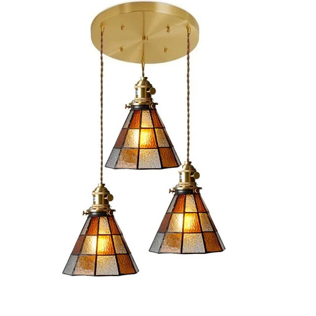 DecorBites™ مصباح معلق نحاسي زجاجي مع مفتاح خشبي: مصباح LED إسكندنافي حديث معلق