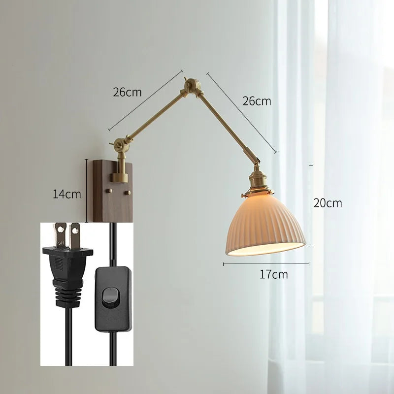 DecorBites™ Copper Swing Arm Wall Lamp Sconce - LED Wall Light for Bedroom Living Room
