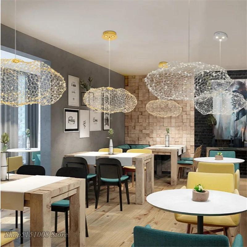 DecorBites™ Cloud Pendant Light: مصباح LED بتصميم سحابة نورديك حديثة مضيئة للغرفة النوم وغرفة الطعام