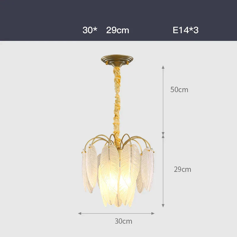 DecorBites™ Glass Feather LED Hanging Chandelier for Foyer