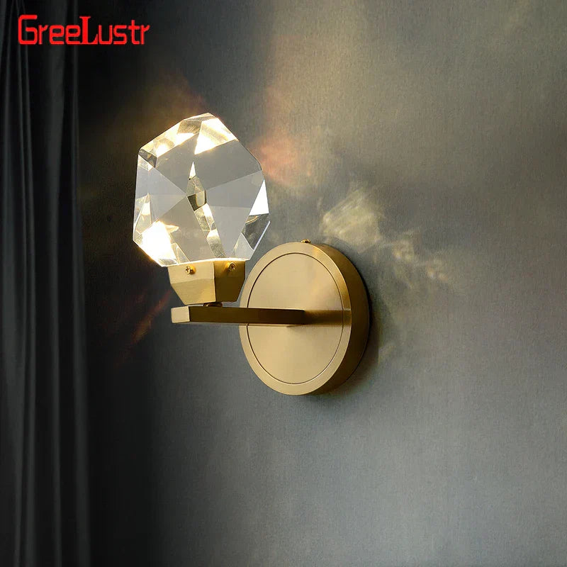 أباليك حائط كريستالية بإضاءة LED من DecorBites™ نحاسية لديكور المنزل الفاخر والعصري