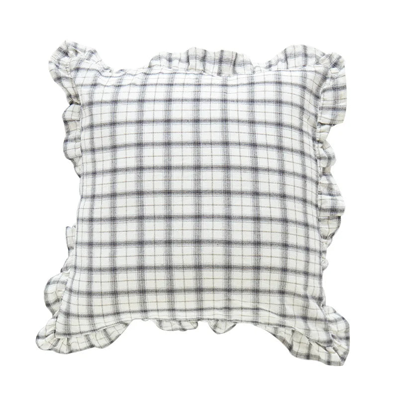 DecorBites™ Cotton Coffee Black Yellow Green Cushion Cover 45x45cm Fringed Skirt Home Decor